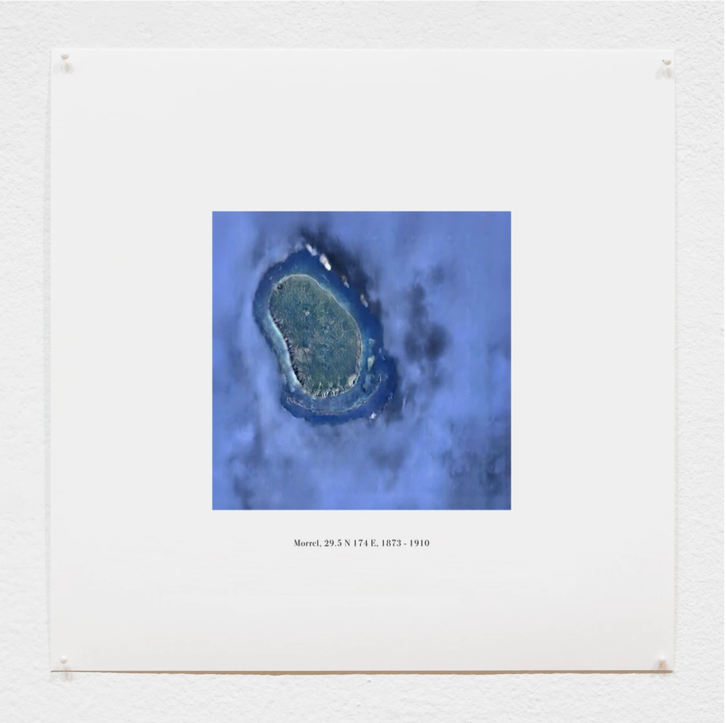 Image of the phantom island "Morrel." The image is part of new media artist Liliana Farber's "Terram in Aspectu" series, which used GPS software to create images of historical phantom islands. 